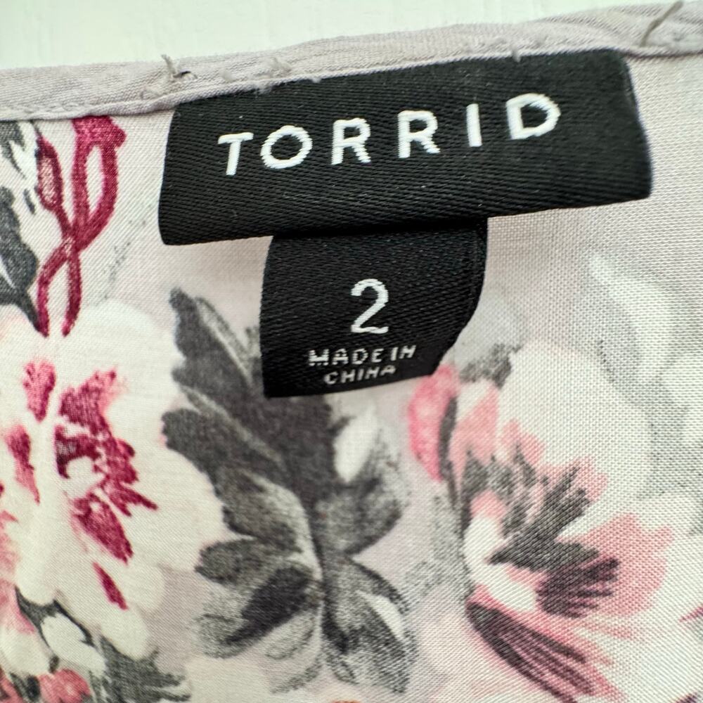 Torrid Smocked Floral Short Sleeve Dress Women’s Plus Size 2 Lined Lavender - Picture 7 of 13